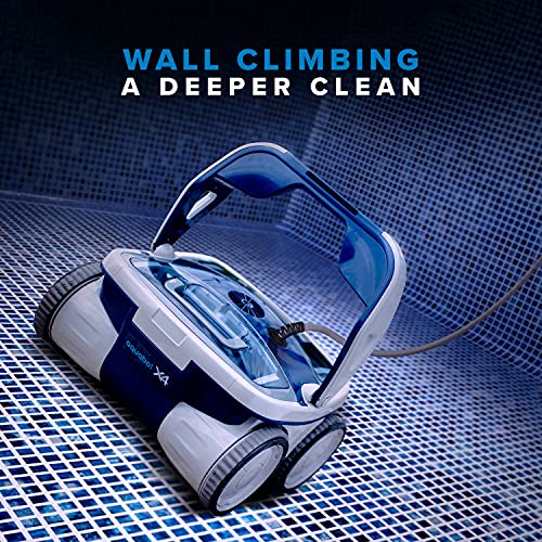 Aquabot X4 Robotic Pool Cleaner with Active Scrubbing Brush, AutoX Pool Mapping, Dual High Capacity Filters, Wall Climbing, and 2 Year Warranty
