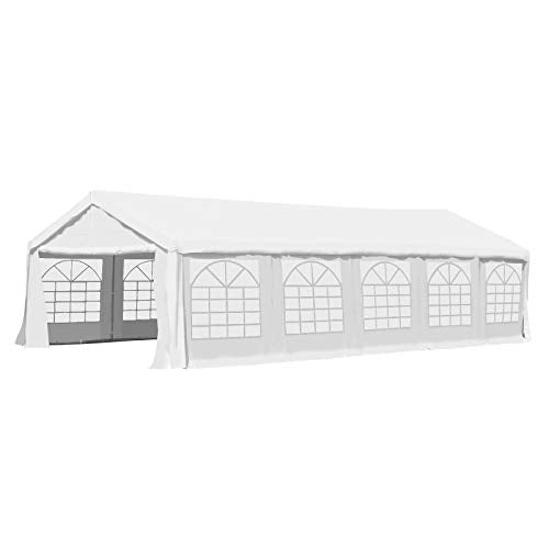 Outsunny 16' x 32' Commercial Party Capony Tent Heavy Duty Gazebo Carport with Removable Sidewalls, White