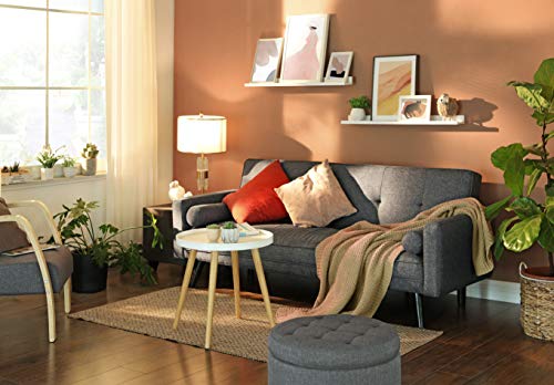 VASAGLE Convertible Couch Sofa Bed, Fabric Upholstered Seat Pad, Sturdy Wooden Frame, Easy Assembly, 69.7 x 32.3 x 32.3 Inches, Gray