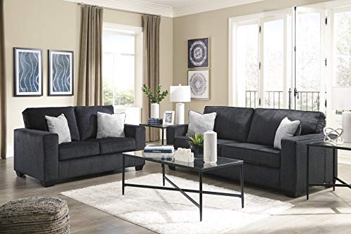 Signature Design by Ashley - Altari Modern Loveseat, Dark Gray
