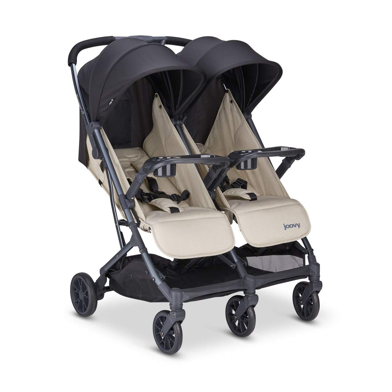 Joovy KooperX2 Lightweight Compact Double Stroller With Trays New
