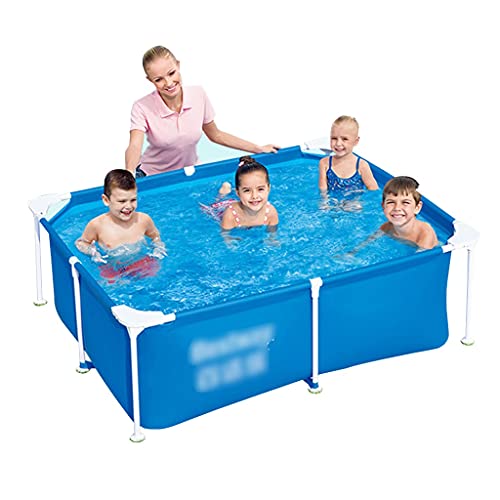 Pools Frame Square Steel Tube Swimming Frame Children's Thickened Outdoor Entertainment Folding Frame Easy to Carry Outdoor Large (Color : Blue, Size : 18014060cm)