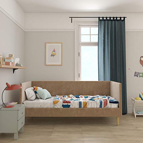 DHP Franklin Mid Century Upholstered, Twin Size, Tan Velvet Daybed,