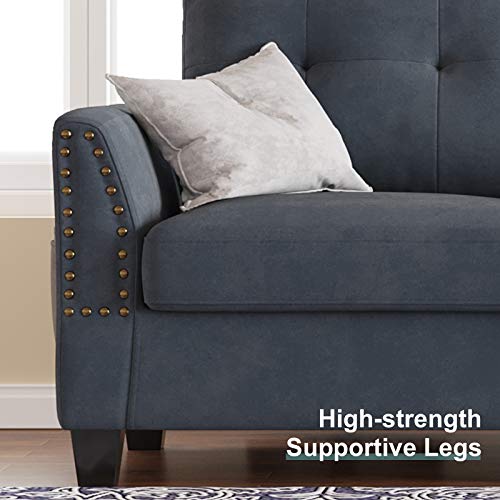 Belffin Modern Sofa Couch for Living Room Sofa Couch 3 Seater Fabric Bluish Grey