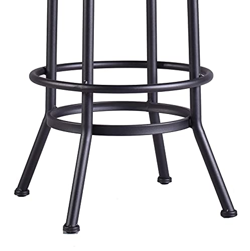 Industrial Bar Stool-Adjustable Swivel Round Wood Metal Kitchen Stool-26-32 Inch-Rustic Farmhouse-Counter Height Extra Tall Bar Height Stool-Arc-Shaped Backrest,Welded,Set of 2
