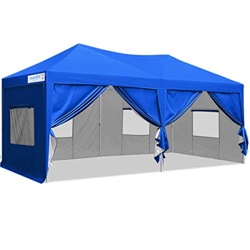 Quictent Privacy 10x20 ft Ez Pop up Canopy Tent Enclosed Instant Shelter Party Tent Event Gazebo with Sidewalls Waterproof (Royal Blue)