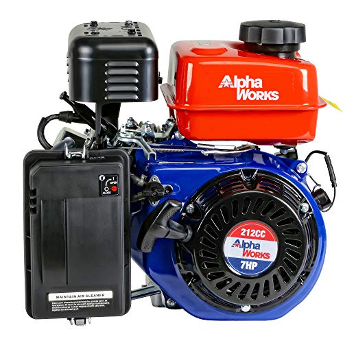 AlphaWorks Gas Engine 7HP 212cc Motor Horizontal 4 Stroke OHV Recoil Start 3800RPM 8.85Ft-Lbs/12Nm Torque 1/4