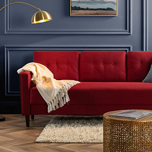 ZINUS Mikhail Sofa Couch / Ruby Red Sofa / Button Tufted Cushions / Easy, Tool-Free Assembly