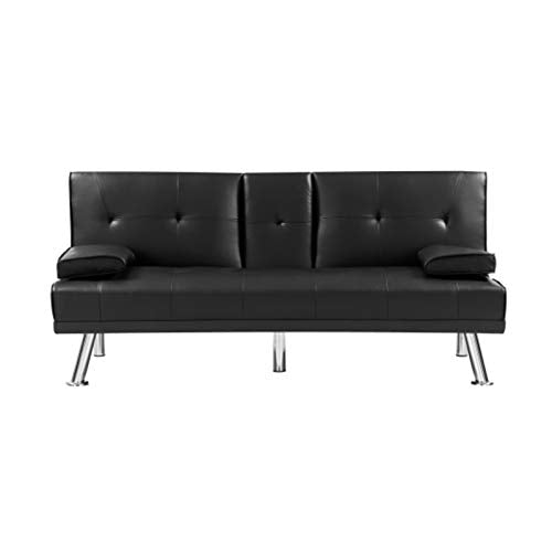 ALBBMY Convertible Folding Recliner Sofa Bed Sleeper Black Pu