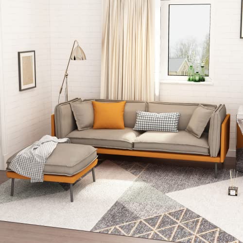 Muzz Sectional Sofa Couch, Leather Sectional Sofas, Convertible L-Shaped Couches for Living Room, Apartment, Small Space (Orange)