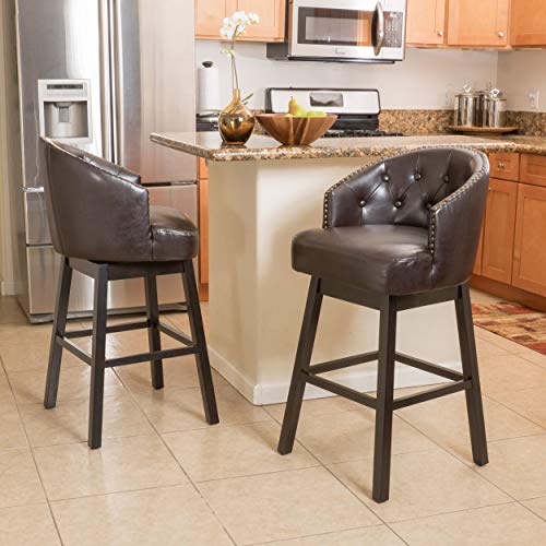 Christopher Knight Home Ogden KD Swivel Barstool (2 piece set) - Brown