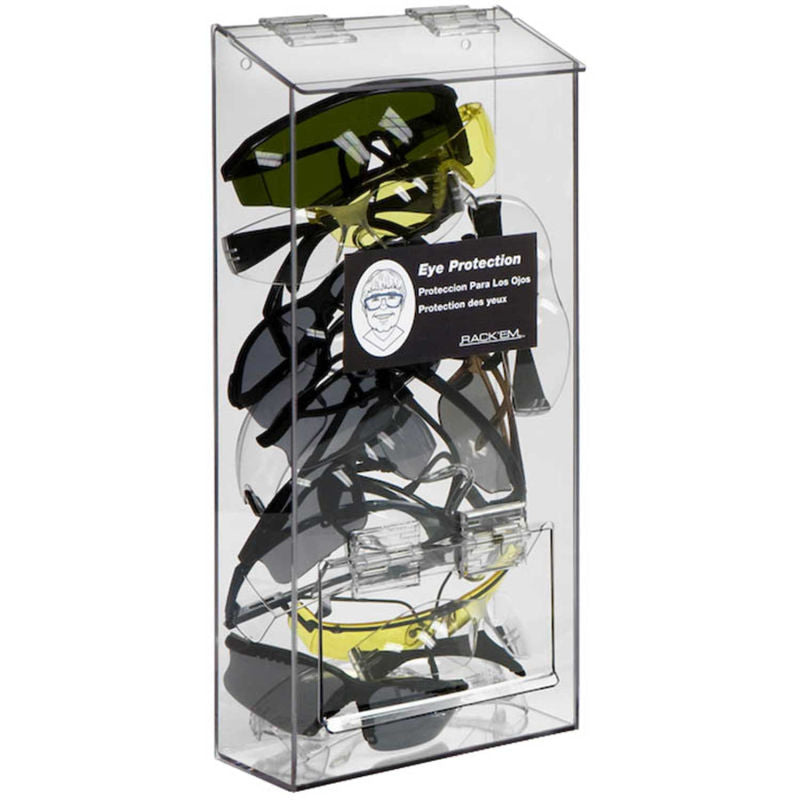 Horizon Mfg. 20 Pair Safety Glass Dispenser, 5145, Clear Acrylic With Lid and Door, 7-3/4