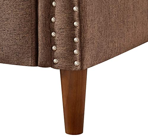 GAOPAN Modern Linen Upholstered Sectional Sofa Easy Assemble 2 Piece Living Room Furniture Set Include 3 Seater Couch and Loveseat for Home and Apartment, Brown