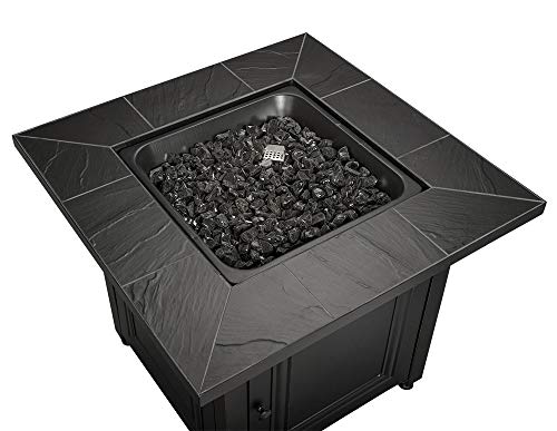 Endless Summer GAD15255SP 30-in Square Gas Pit with Ceramic Tile Mantel Fire Table, Black