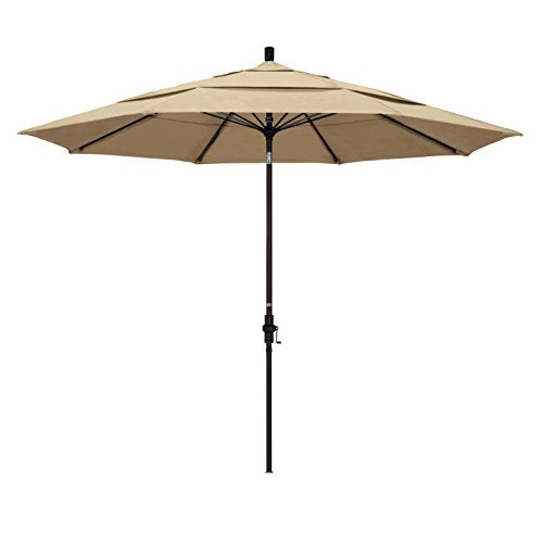 California Umbrella 11' Round Fiberglass Rib Market Umbrella, Crank Lift, Collar Tilt
