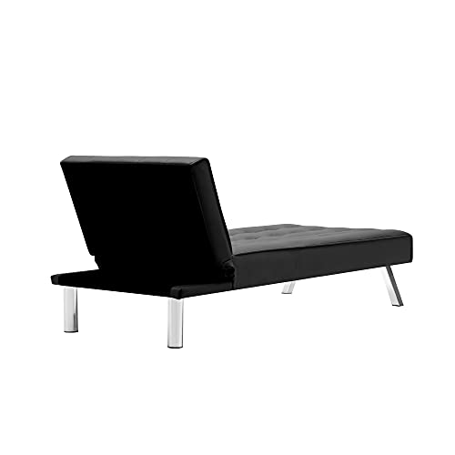 Folding Chair Sofa Bed PU Adjustable Sofa with Metal Legs Living Room Sleeping Area Sofa, Small Space Living Room Furniture Set Black