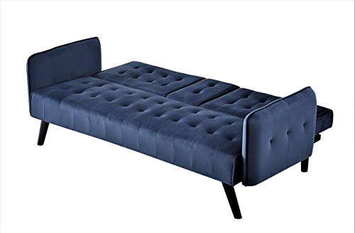 Container Furniture Direct Cricklade Mid-Century Modern Velvet Uphostered Sofabed, Midnight Blue