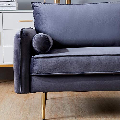 Modern Velvet Fabric Sofa with Pocket Convertible Sofa Couch - for Living Room (Grey)