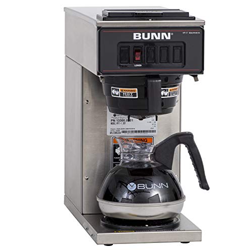 BUNN VP17-1, 12-Cup Low Profile Pourover Commercial Coffee Maker, 1 Warmer, 13300.0001