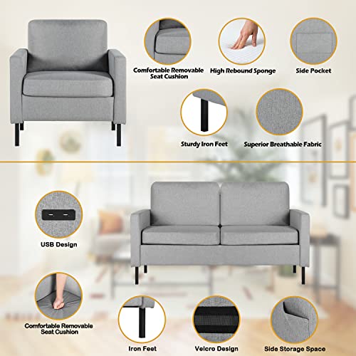 AILEEKISS 3 Piece Living Room Sofa Set 56