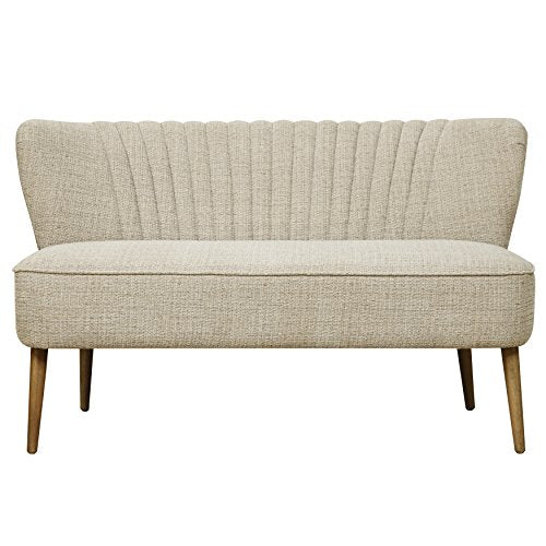 Pulaski Mid Century Vertically Channeled Settee in Kendrick Oatmeal, 50.39