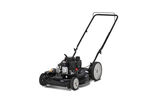 Yard Machines 132cc OHV 21-Inch 2-in-1 Gas Powered Walk Behind Push Lawn Mower with High Rear Wheels - Side Discharge and Mulching Capabilities, Black