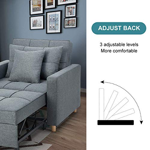 Esright Convertible Chair Bed 3-in-1, Sleeper Chair Bed, Multi-Functional Adjustable Recliner, Sofa, Bed, Single Bed Chair with Modern Linen Fabric, Dark Gray