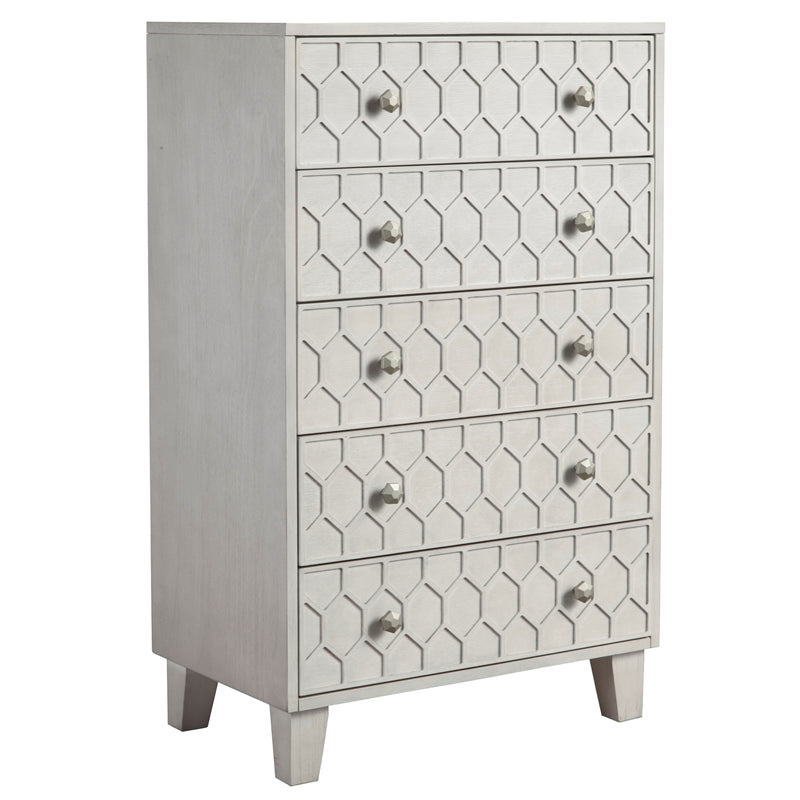 Denver Five Drawer Wood Chest in Light Gray