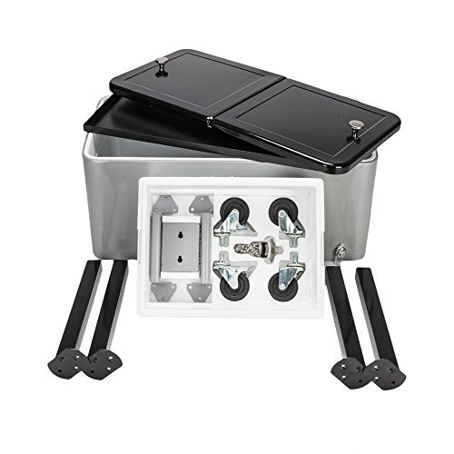 HomVent 80 Quart Rolling Cooler Cart Portable Outdoor Patio Cooler Cart on Wheels, Ice Chest Mobile Cooler Cart with Shelf and Bottle Opener for Patio Pool Party (Stainless Steel)