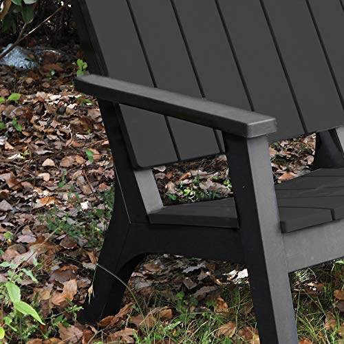 Outsunny 4-Piece Outdoor Patio Conversation Set Garden Furniture Set with Weather-Fighting PP Materials, Adirondack Comfort, & Coffee Table, Black