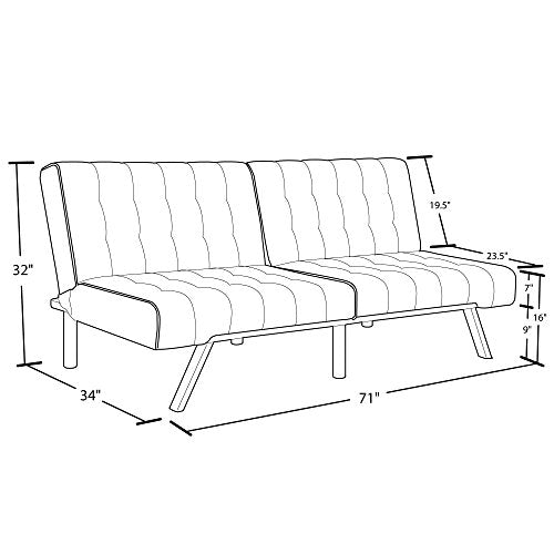 DHP Emily Futon With Chrome Legs, Grey Linen