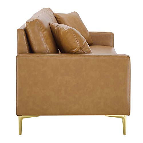 Modway Juliana Vegan Leather Upholstered Sofa, Tan