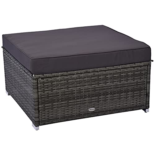 Outsunny 5 Piece Outdoor Patio PE Rattan Wicker Sofa Conversation Set Sectional Furniture Set, Grey/Charcoal