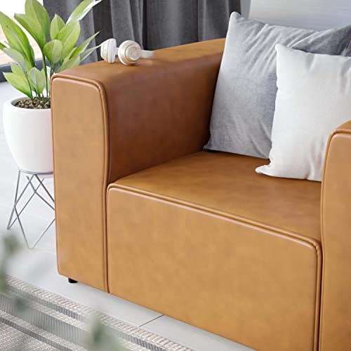 Modway Mingle Vegan Leather Lounge Armchair, Tan