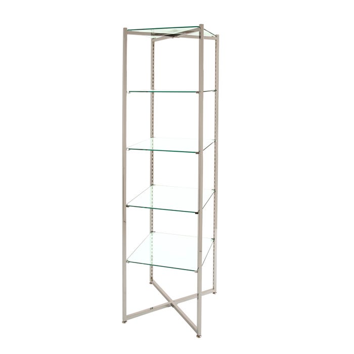 Econoco Folding Glass Tower With Brushed Chrome Finish (1 Pcs. Per Carton)