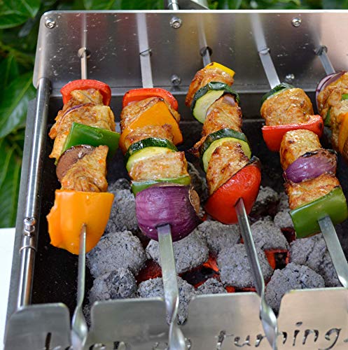 Keep on Turning 10 Skewer Kabob Kebab Shish Automatic Rotating Rotisserie Grill Rack Attachment Stainless Steel incl. 10 Skewers