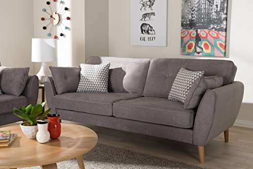 Baxton Studio Manuela Sofa, Light Grey