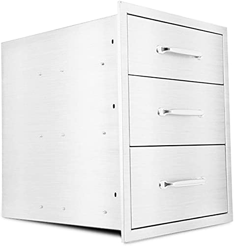 Karpevta BBQ Drawers W18D23H23 Inch 3 Tier BBQ Drawer with Handle for Outdoor Kitchen Grill
