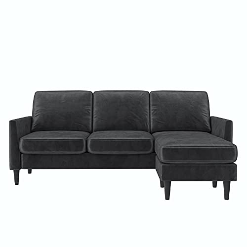 Mr. Kate Winston Reversible Sofa Sectional, Dark Gray Velvet