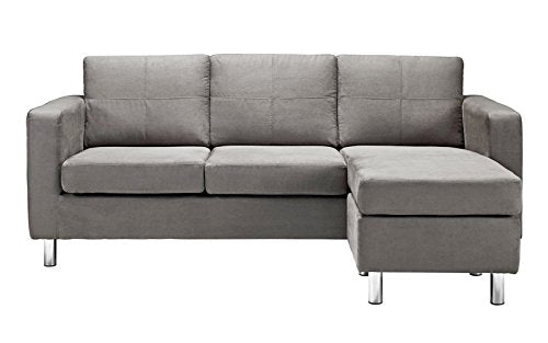 Casa Andrea Milano LLC Modern Sectional Sofa-Reversible Chaise Lounge Perfect for Small Space Dorm or Apartment, Grey Microfiber