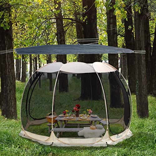 Alvantor Screen House Room Camping Tent Outdoor Canopy Dining Gazebo Pop Up Sun Shade Shelter 8 Mesh Walls Not Waterproof Beige 12'x12' Patent