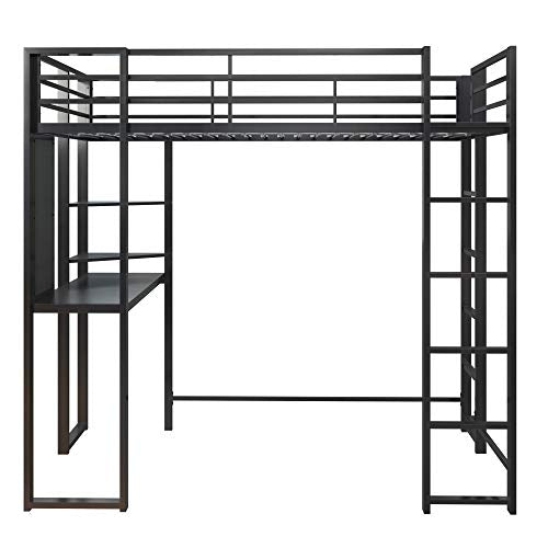 DHP Abode Metal Frame With Desk And Ladder, Full, Black 1 Loft Bed, Twin