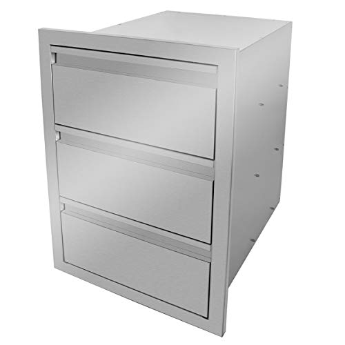 Stanbroil Outdoor Kitchen Stainless Steel Triple Access BBQ Drawer with Handle, 19.7