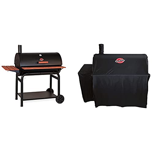 Char-Griller 2137 Outlaw 1063 Square Inch Charcoal Grill / Smoker & 3737 Outlaw Expandable Grill Cover, Black