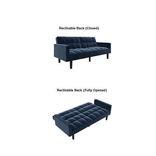 DHP Hayden Convertible Sofa Sleeper Futon with Arms - Blue Microfiber