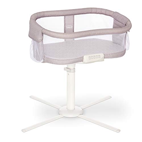 HALO BassiNest Swivel Sleeper, Bedside Bassinet, Soothing Center with Nightlight, Vibration and Sound, Premiere Series, Herringbone