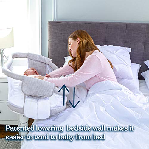 HALO BassiNest Swivel Sleeper, Bedside Bassinet, Soothing Center with Nightlight, Vibration and Sound, Premiere Series, Herringbone