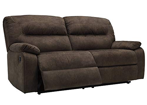 Signature Design by Ashley Bolzano Faux Leather Upholstered 2 Seat Manual Reclining Sofa, Brown