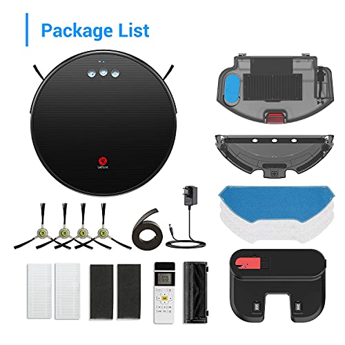 Lefant Robot Vacuum and Mop, Robotic Vacuum Cleaner with 2200Pa Suction, Smart Navigation, 150 Mins Runtime, Works with Alexa and Google Assistant, Self-Charging, Ideal for Pet Hair,Floor,Carpet（U180）