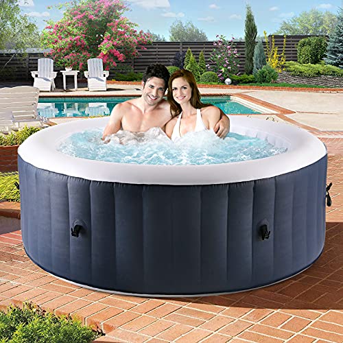 streakboard Inflatable Hot Tub with Air Jet System - Built in Heater & Air Pump, Portable Massage Spa Set with 120 Bubble Jets, Tub Cover, Filter Cartridge & Safety Key, for Patio, Backyard, Garden